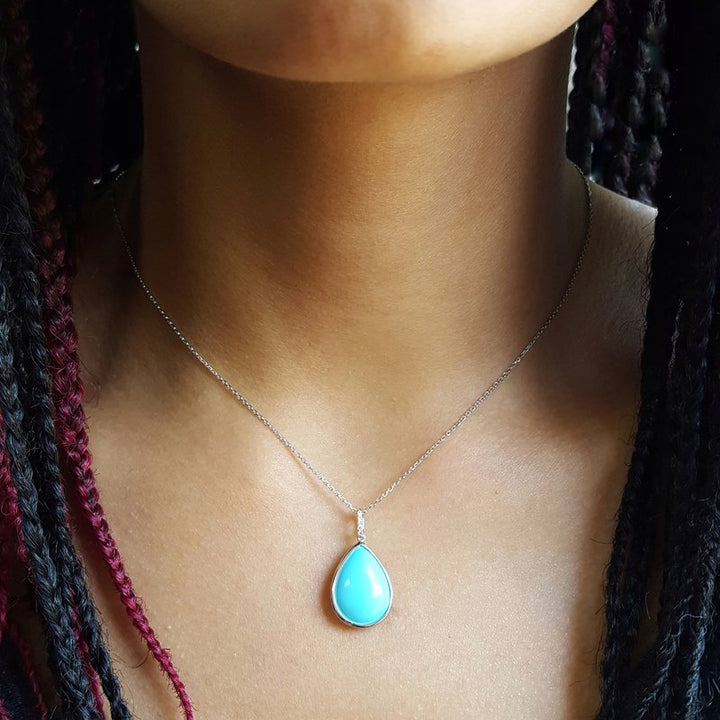 Pear Cabochon Turquoise Pendant
