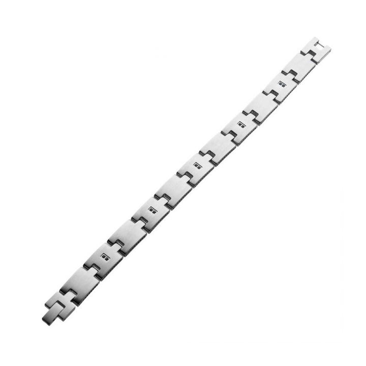 INOX Jewelry Stainless Steel 1.5mm Black CZ with Adjustable Link Bracelet.