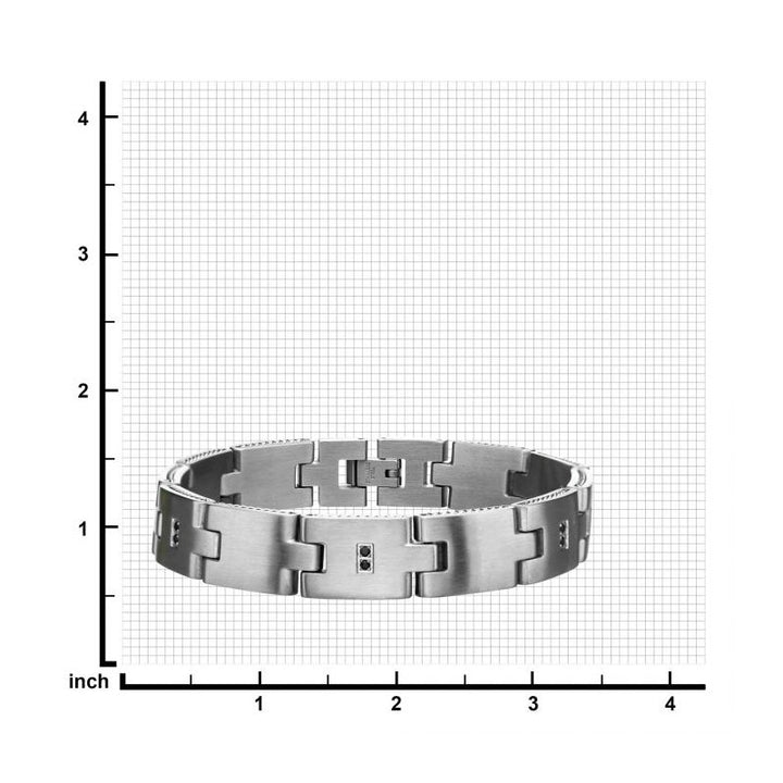 INOX Jewelry Stainless Steel 1.5mm Black CZ with Adjustable Link Bracelet.