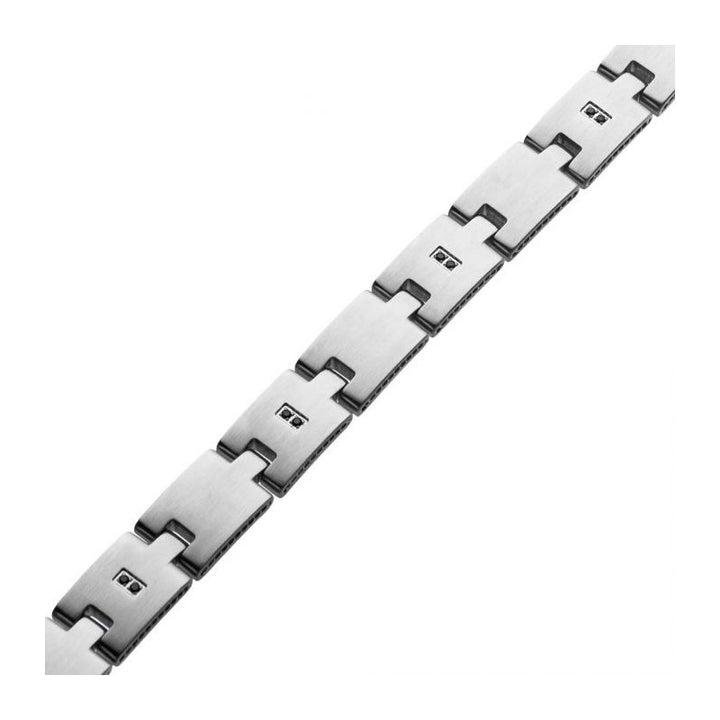 INOX Jewelry Stainless Steel 1.5mm Black CZ with Adjustable Link Bracelet.
