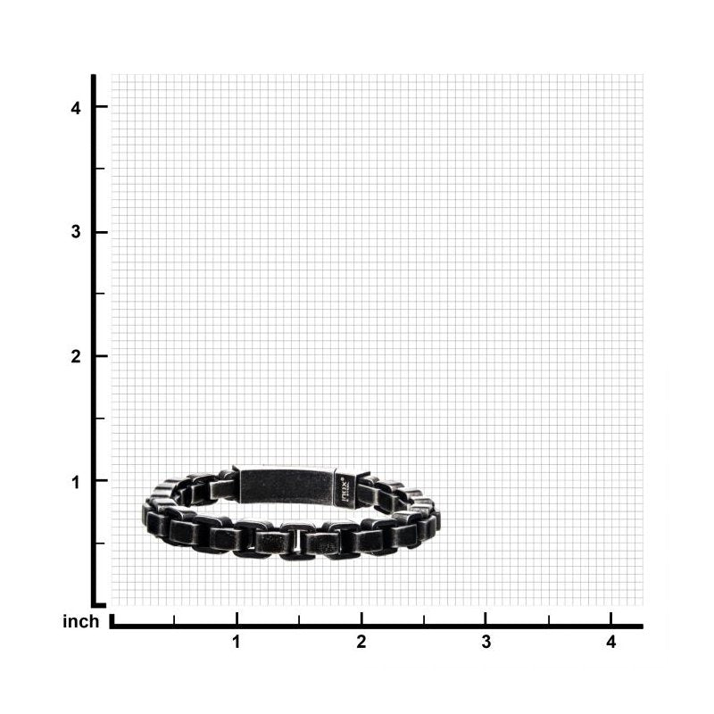 INOX Jewelry Stainless Steel & Black Plated Bold Box Bracelet