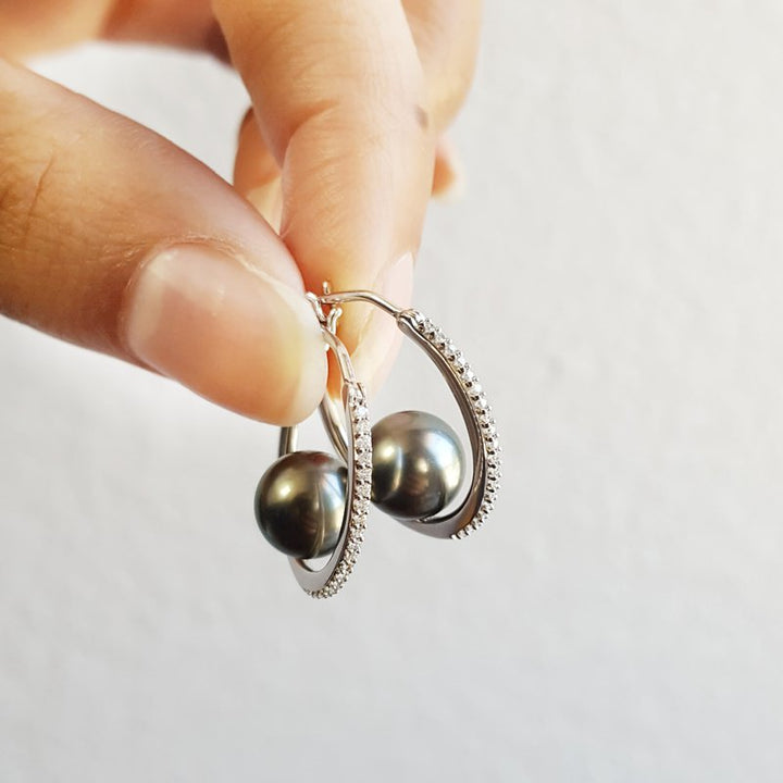 Tahitian Pearl Hoop Earrings