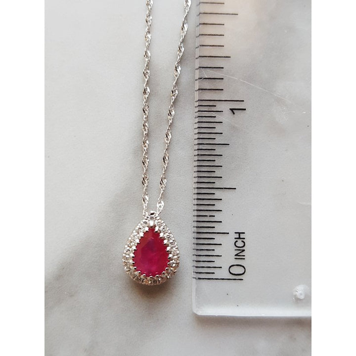 Sami Fine Jewelry Ruby Teardrop Diamond Pendant