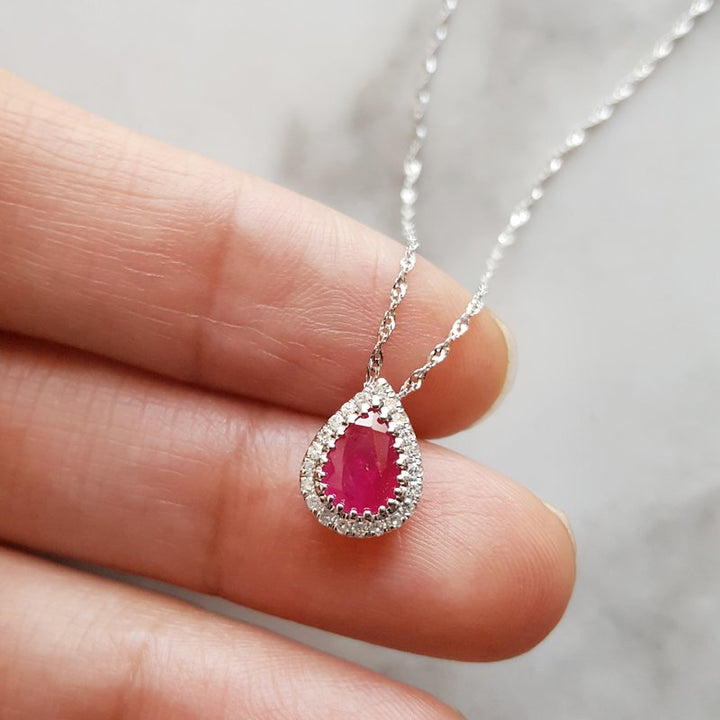 Sami Fine Jewelry Ruby Teardrop Diamond Pendant