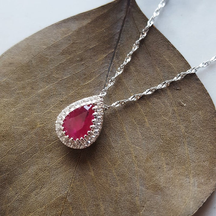 Sami Fine Jewelry Ruby Teardrop Diamond Pendant 131768