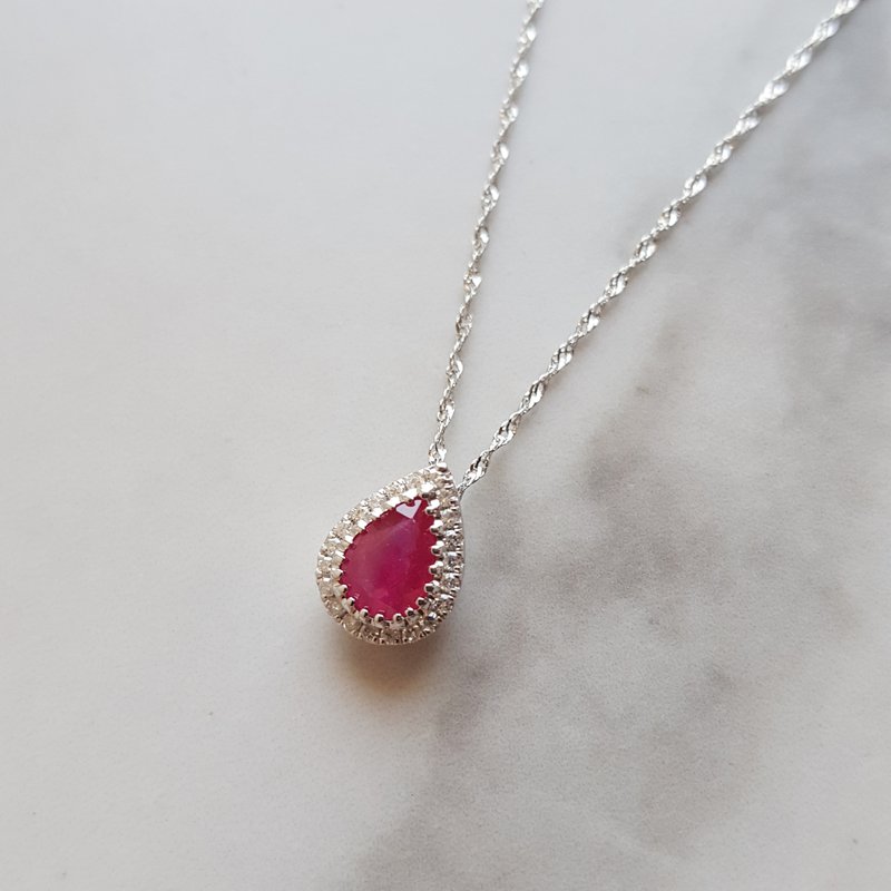 Sami Fine Jewelry Ruby Teardrop Diamond Pendant