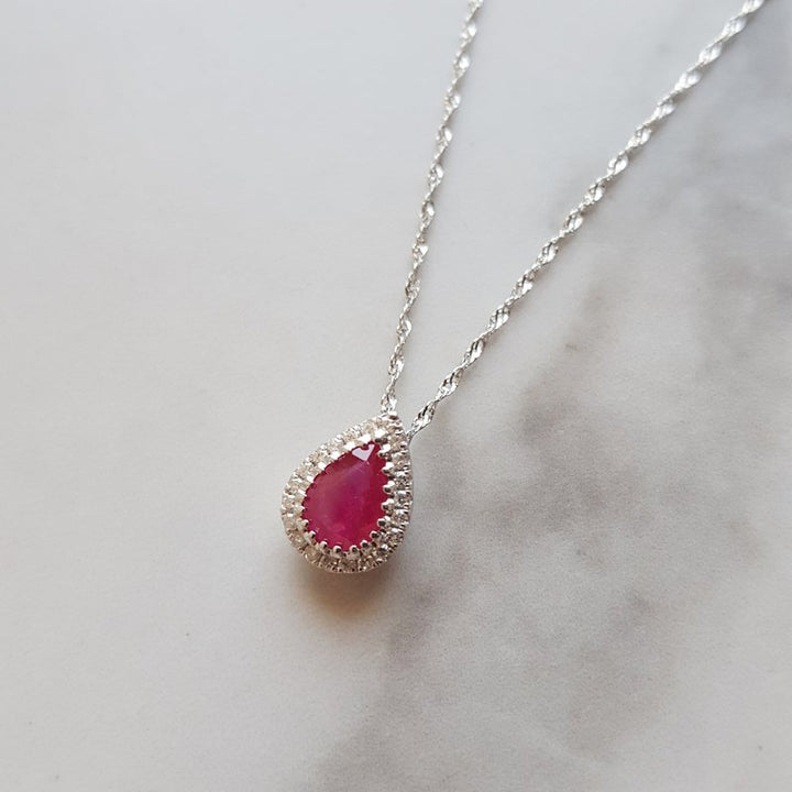 Sami Fine Jewelry Ruby Teardrop Diamond Pendant