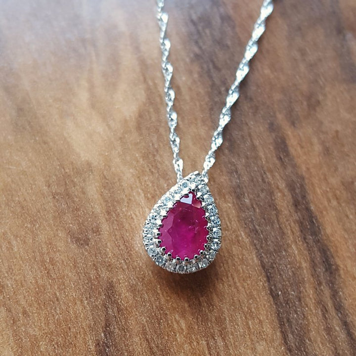 Sami Fine Jewelry Ruby Teardrop Diamond Pendant