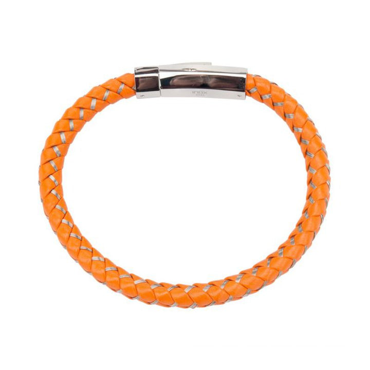 INOX Jewelry Mix Orange Woven Leather Bracelet
