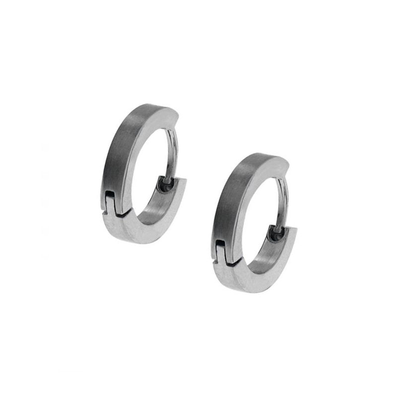 INOX Jewelry Plain Steel Huggies Earrings