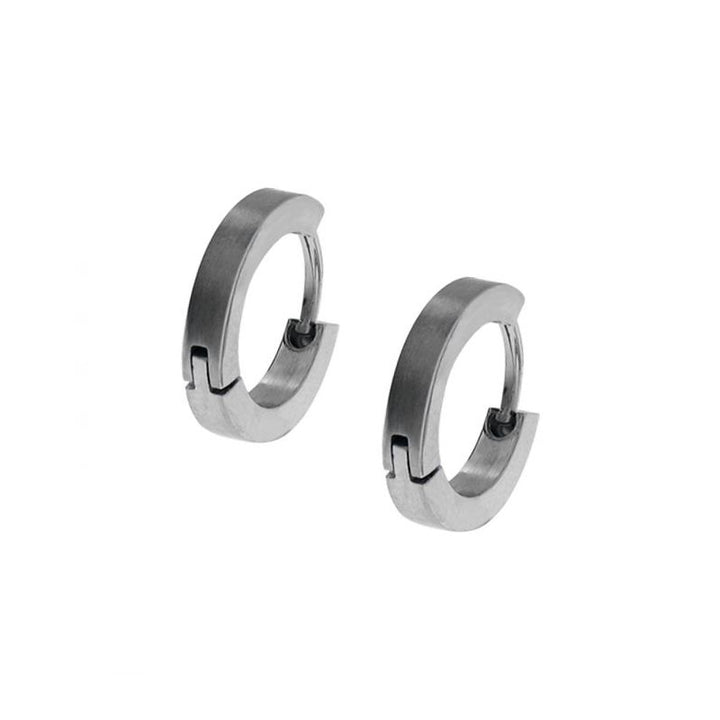 INOX Jewelry Plain Steel Huggies Earrings