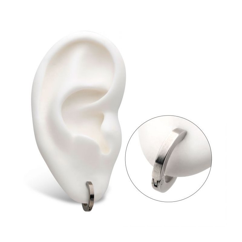 INOX Jewelry Plain Steel Huggies Earrings