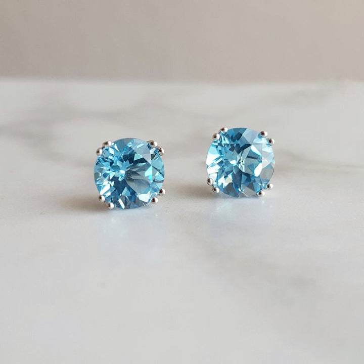 Bright Blue Topaz Studs