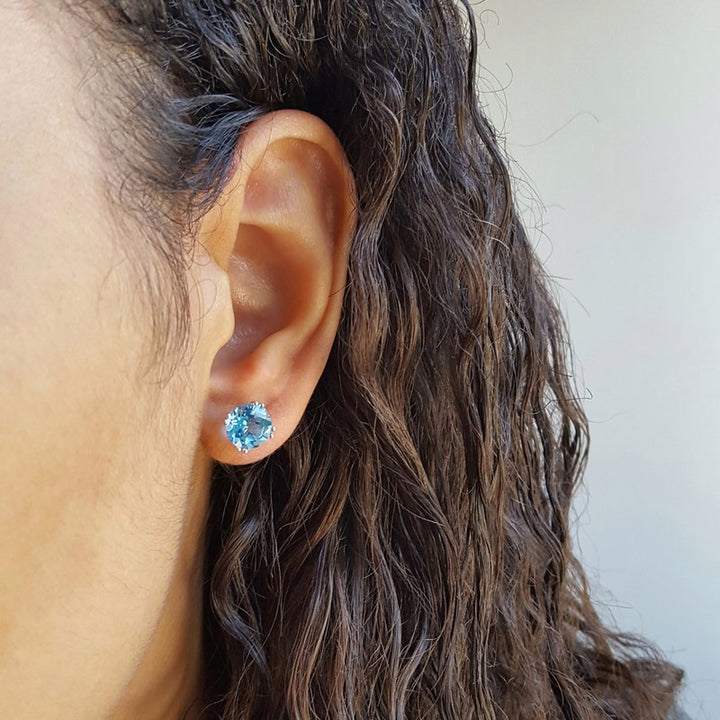 Bright Blue Topaz Studs