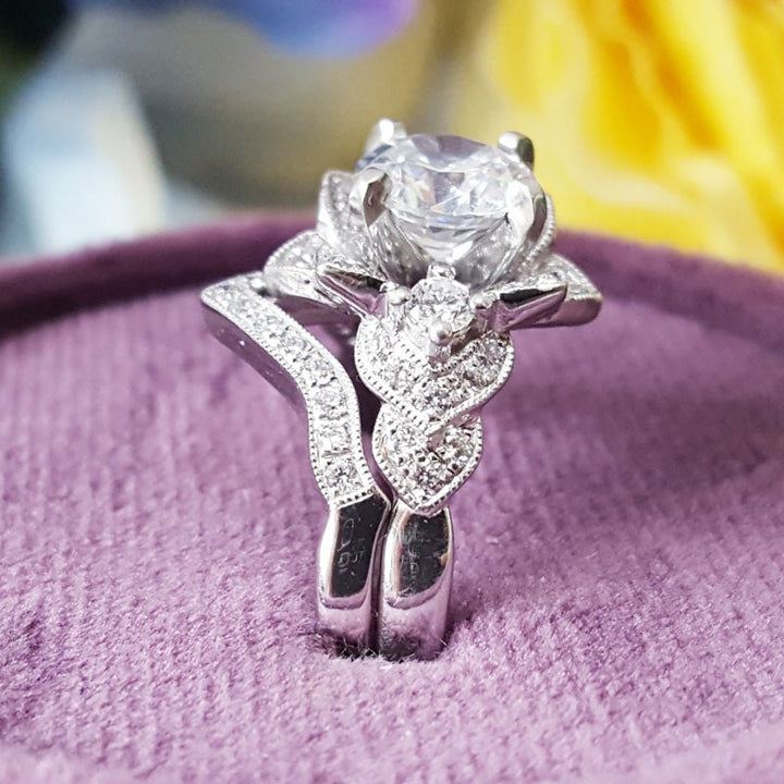 Flora and Fauna Engagement Ring and Band Set