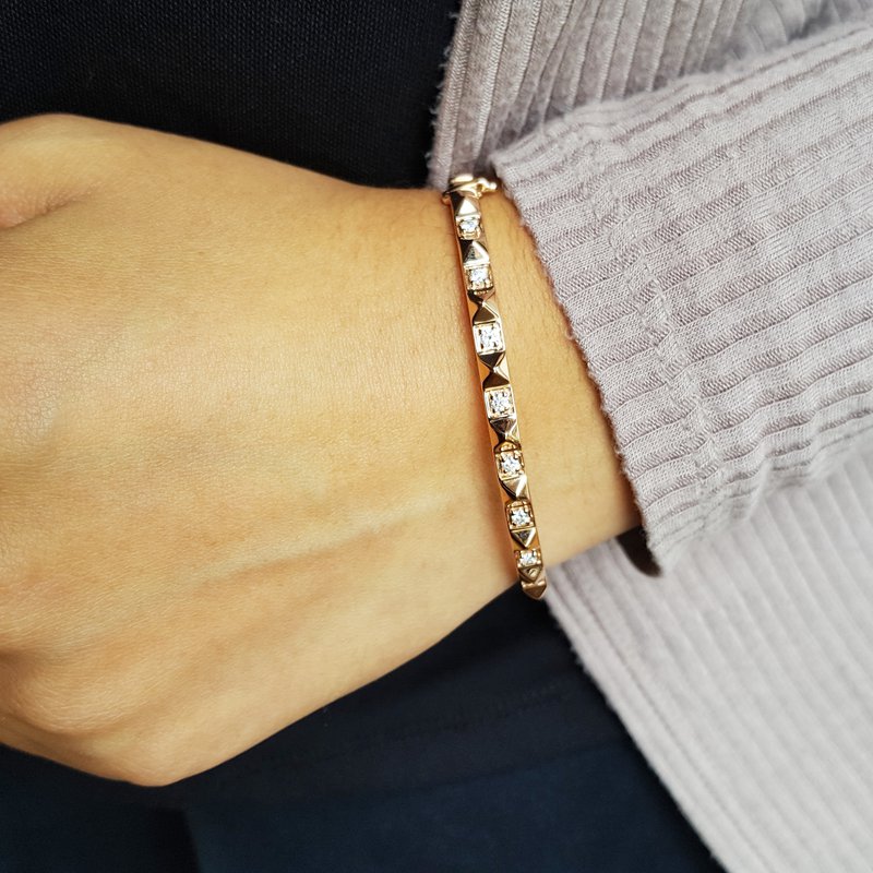Gems One Diamond Pyramid Rose Gold Bracelet