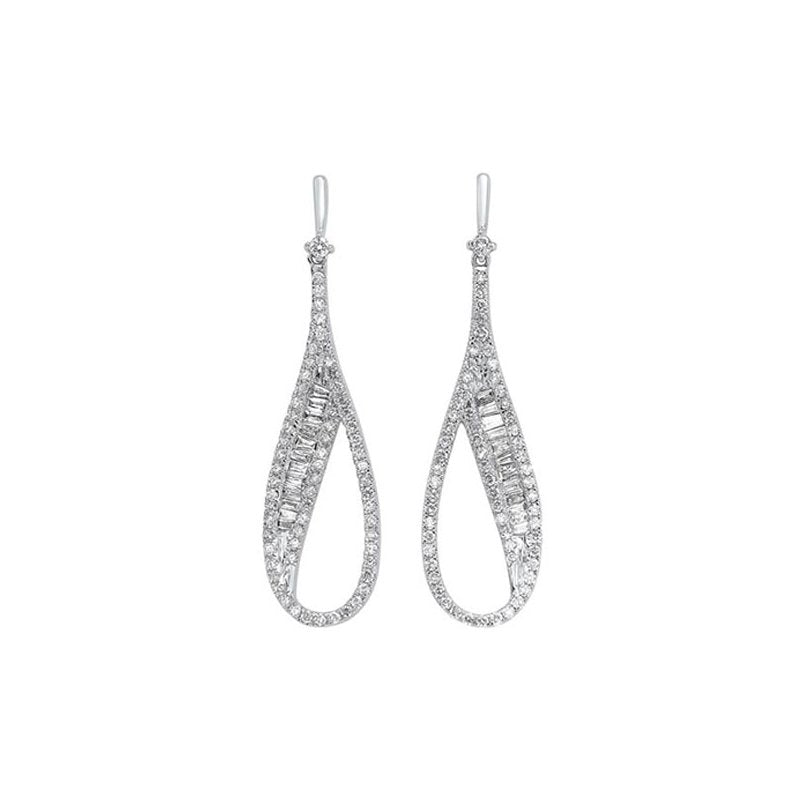 Gems One Diamond Modern Elongated Oval Drop Earrings In 14k White Gold (3/4ctw)