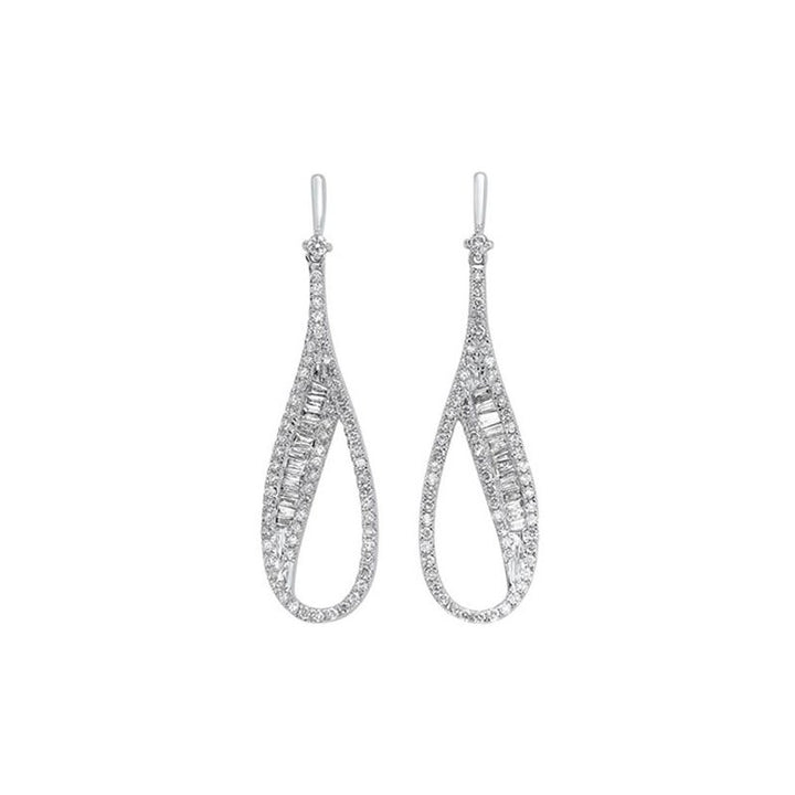 Gems One Diamond Modern Elongated Oval Drop Earrings In 14k White Gold (3/4ctw)
