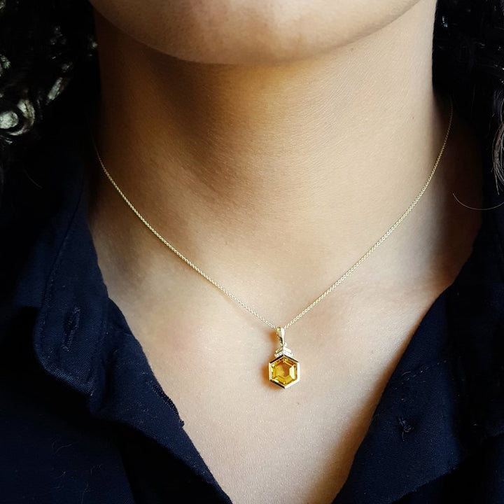 Sami Fine Jewelry Citrine Hexagon Pendant