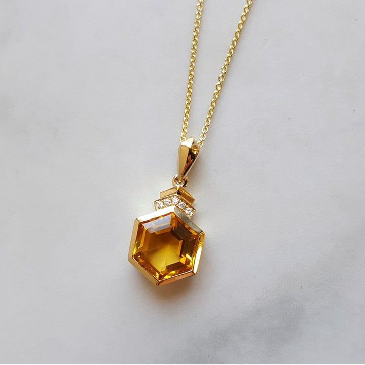 Sami Fine Jewelry Citrine Hexagon Pendant