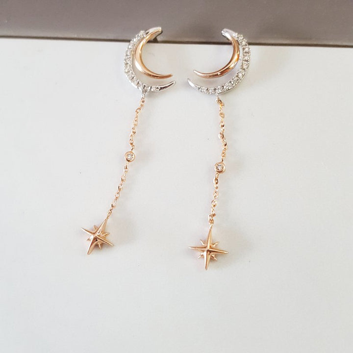 Sami Fine Jewelry Star and Moon Dangles 151841