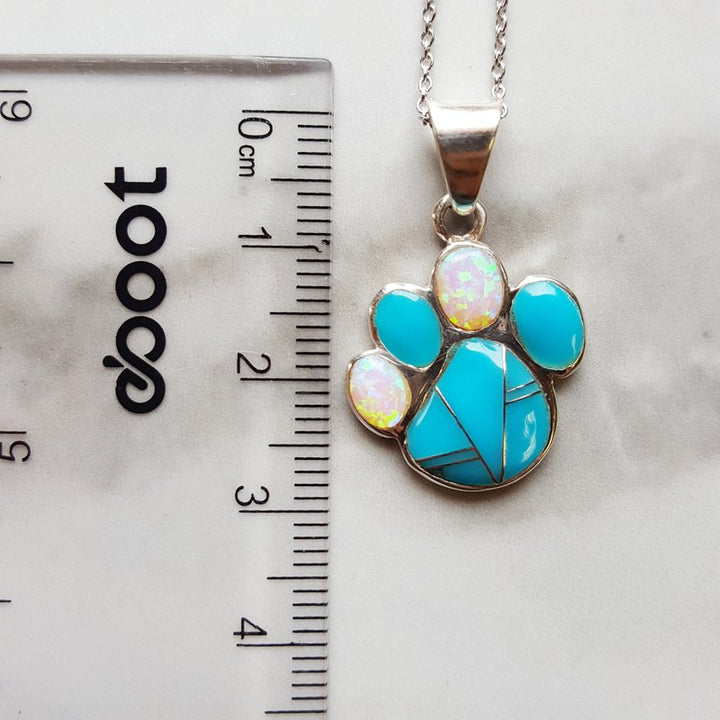 Arizona Turquoise and Inlaid Jewelry Paw Print Pendant