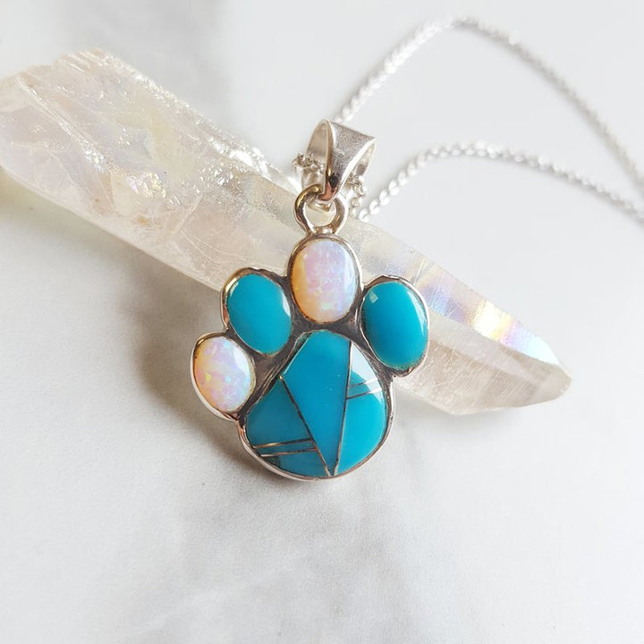 Arizona Turquoise and Inlaid Jewelry Paw Print Pendant 2411682