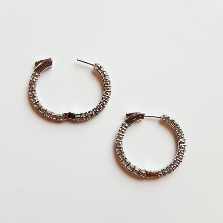 Gems One Diamond Inside Out Round 14k White Gold Hoop Earrings (2 Ctw)