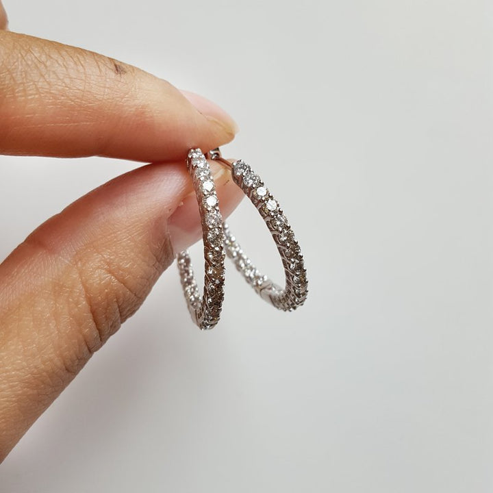 Gems One Diamond Inside Out Round 14k White Gold Hoop Earrings (2 Ctw)