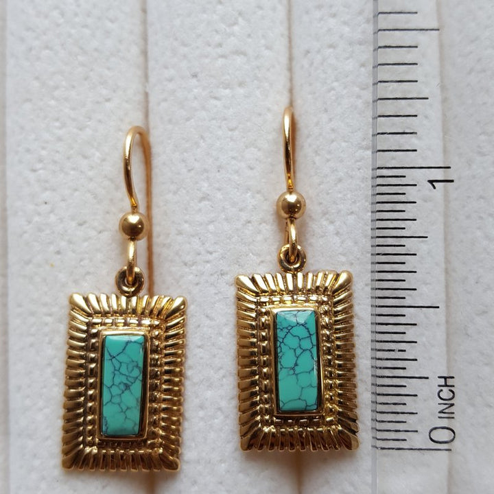 American Gem Collection Gold Framed Turquoise Dangles