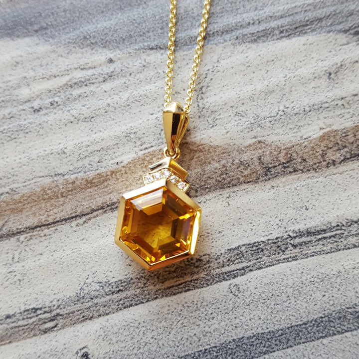 Sami Fine Jewelry Citrine Hexagon Pendant
