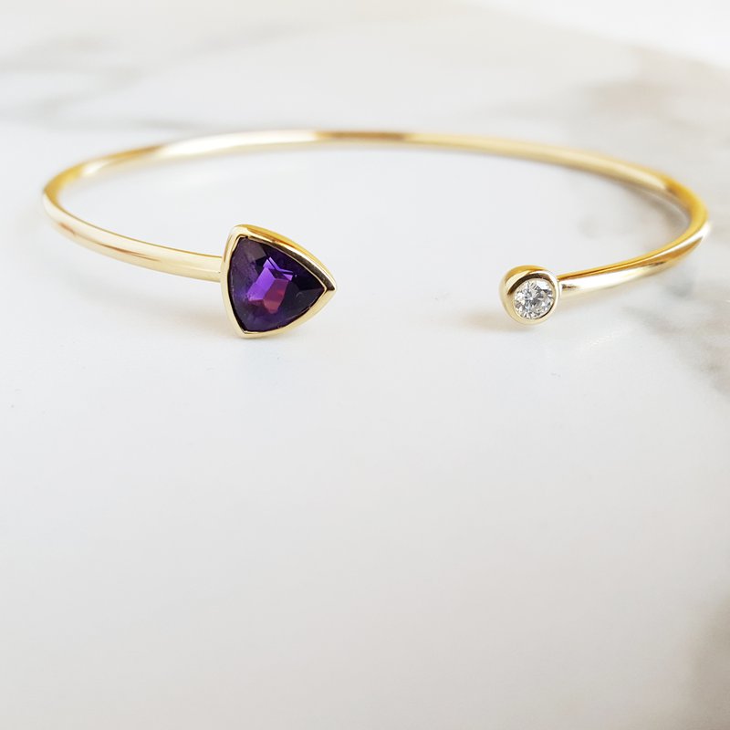 Arizona Amethyst Gold Jewelry Trillion Cuff Bracelet