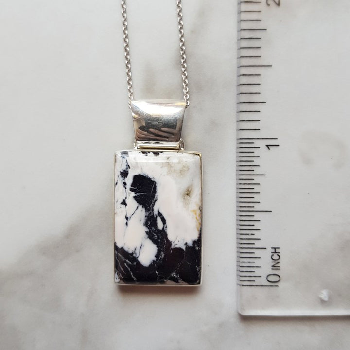 Arizona Turquoise and Inlaid Jewelry Rectangle Cut White Buffalo Pendant