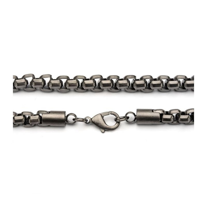 INOX Jewelry Steel Gun Metal Plated Round Box Chain Necklace