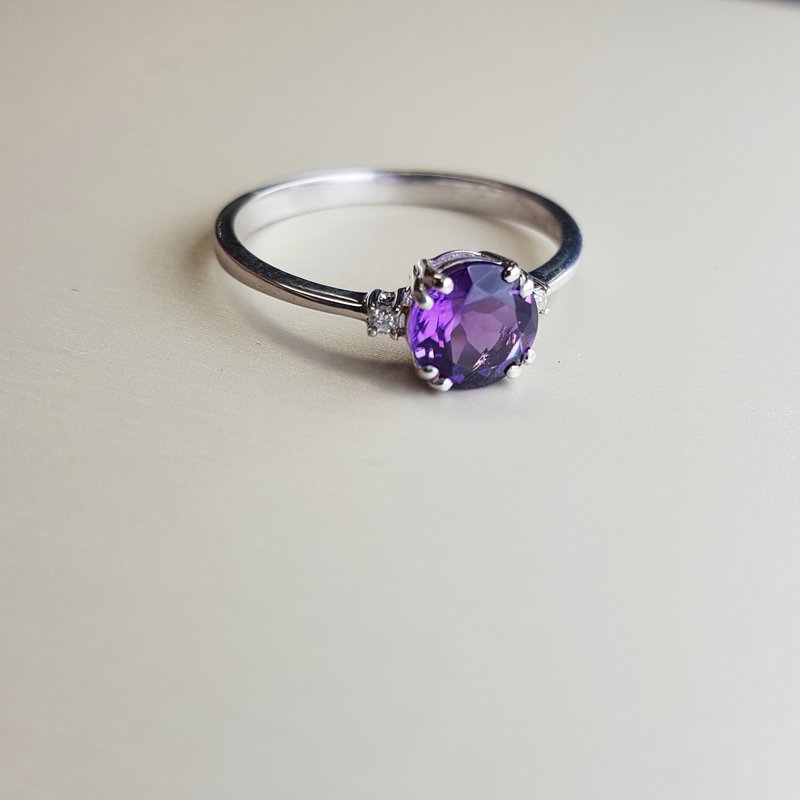  Arizona Amethyst Gold Jewelry Round Double Prong Ring 362771