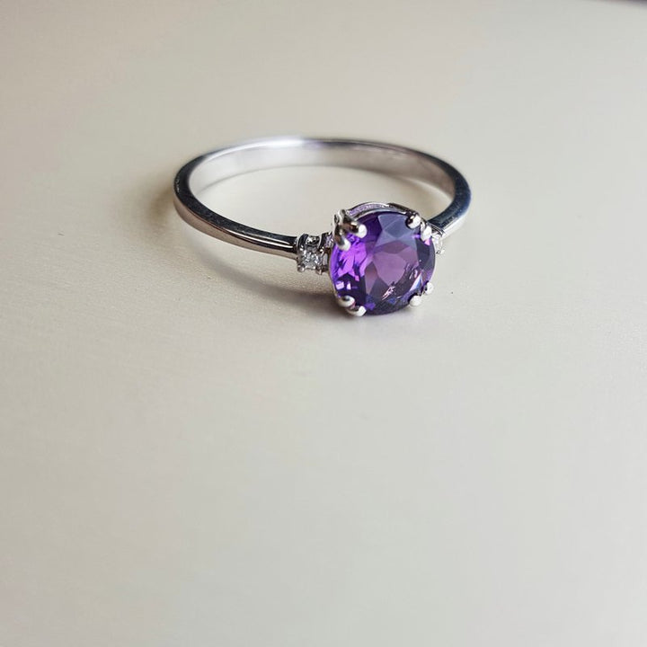  Arizona Amethyst Gold Jewelry Round Double Prong Ring 362771