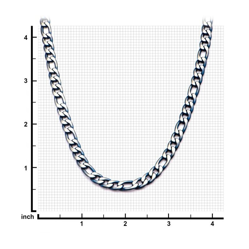 INOX Jewelry 3mm Blue IP Figaro Chain Necklace