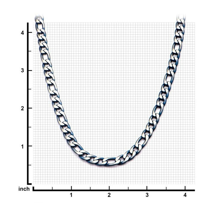 INOX Jewelry 3mm Blue IP Figaro Chain Necklace