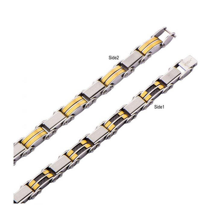 INOX Jewelry Black & Gold IP Reversible Bracelet