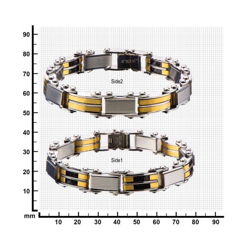 INOX Jewelry Black & Gold IP Reversible Bracelet