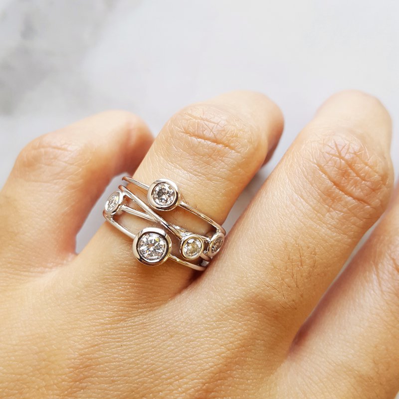 Sami Fine Jewelry Geometrically Bezeled Diamond Ring