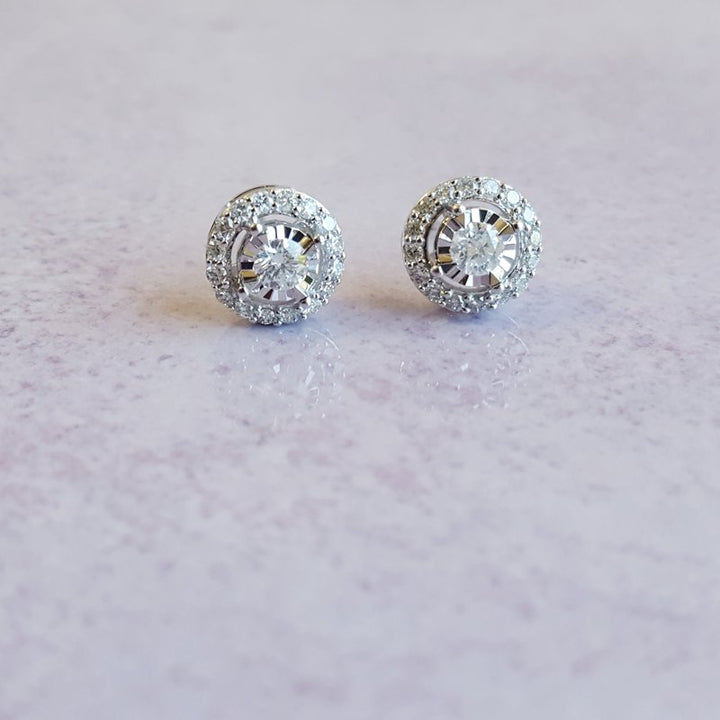 Gems One Diamond Halo Solitare Studs 151575