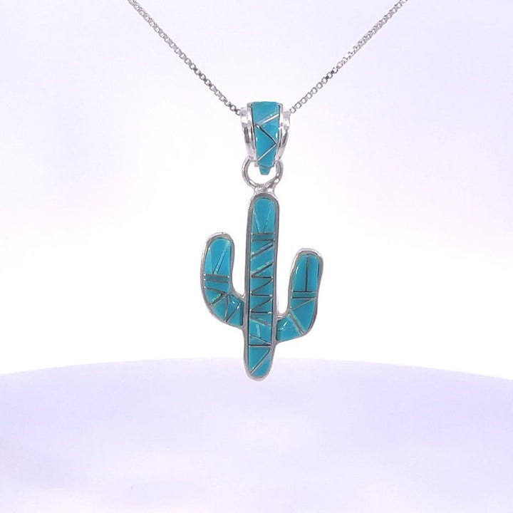 Sterling Silver Turquoise Saguaro Cactus Necklace