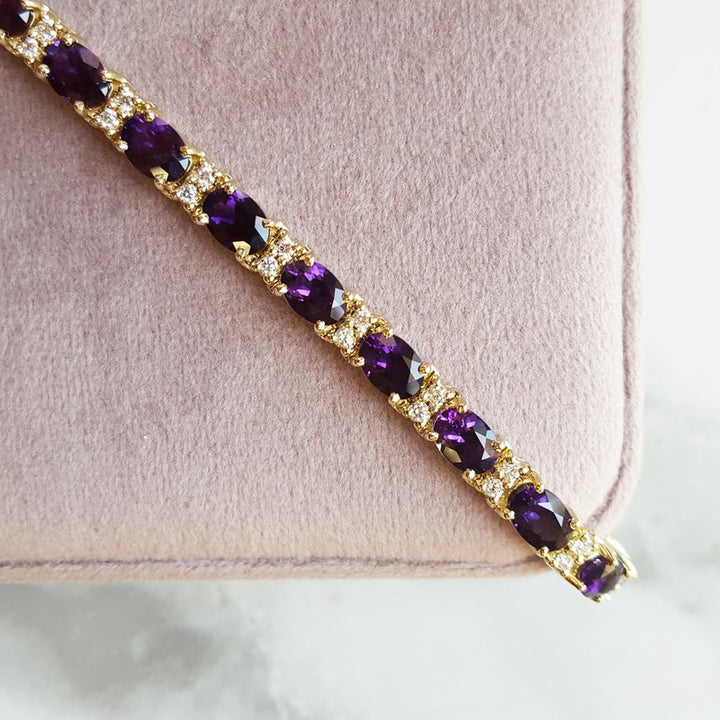   Arizona Amethyst Gold Jewelry Oval Tennis Bracelet 363588 - Sami Fine Jewelry