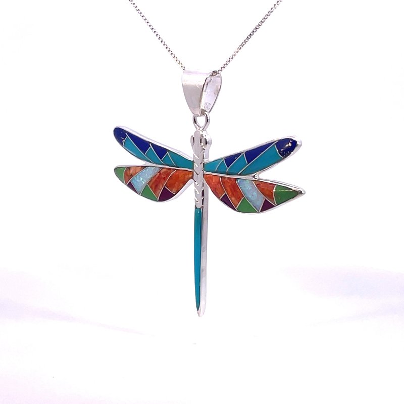 Arizona Turquoise and Inlaid Jewelry Arizona Turquoise and Inlay Dragonfly Pendant