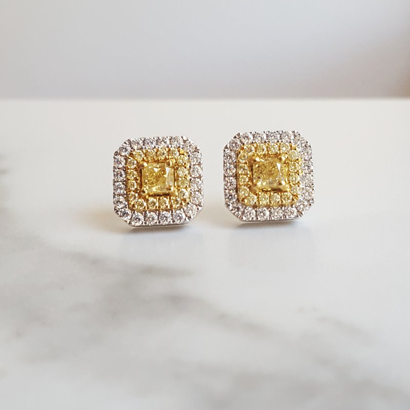Sami Fine Jewelry Yellow And White Diamond Studs 152108