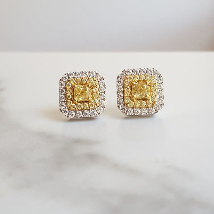 Sami Fine Jewelry Yellow And White Diamond Studs 152108
