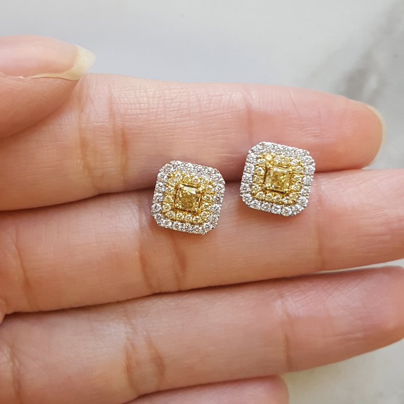 Sami Fine Jewelry Yellow And White Diamond Studs