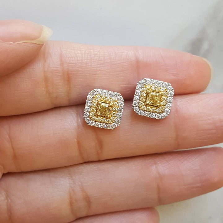 Sami Fine Jewelry Yellow And White Diamond Studs