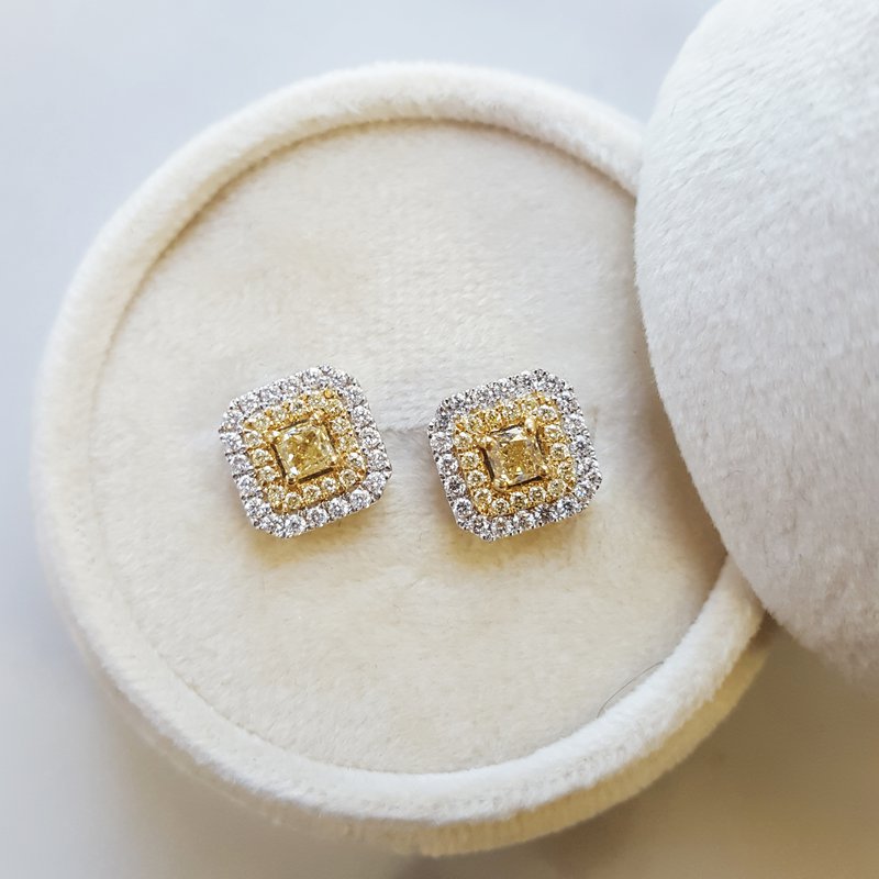 Sami Fine Jewelry Yellow And White Diamond Studs